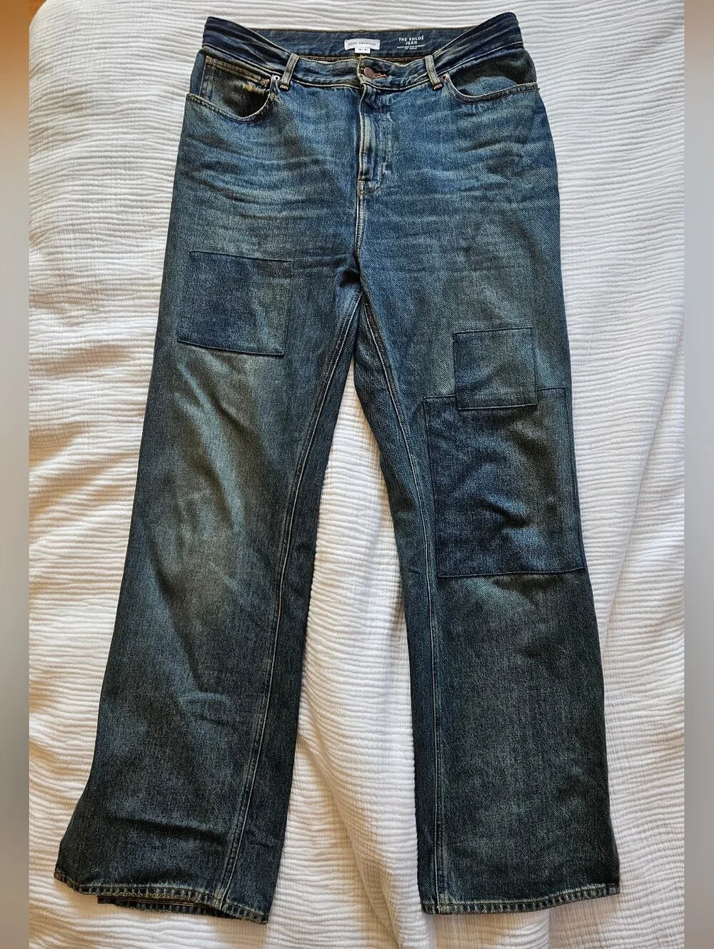 The Khloé High Waist Patch Denim Straight Leg Jeans
